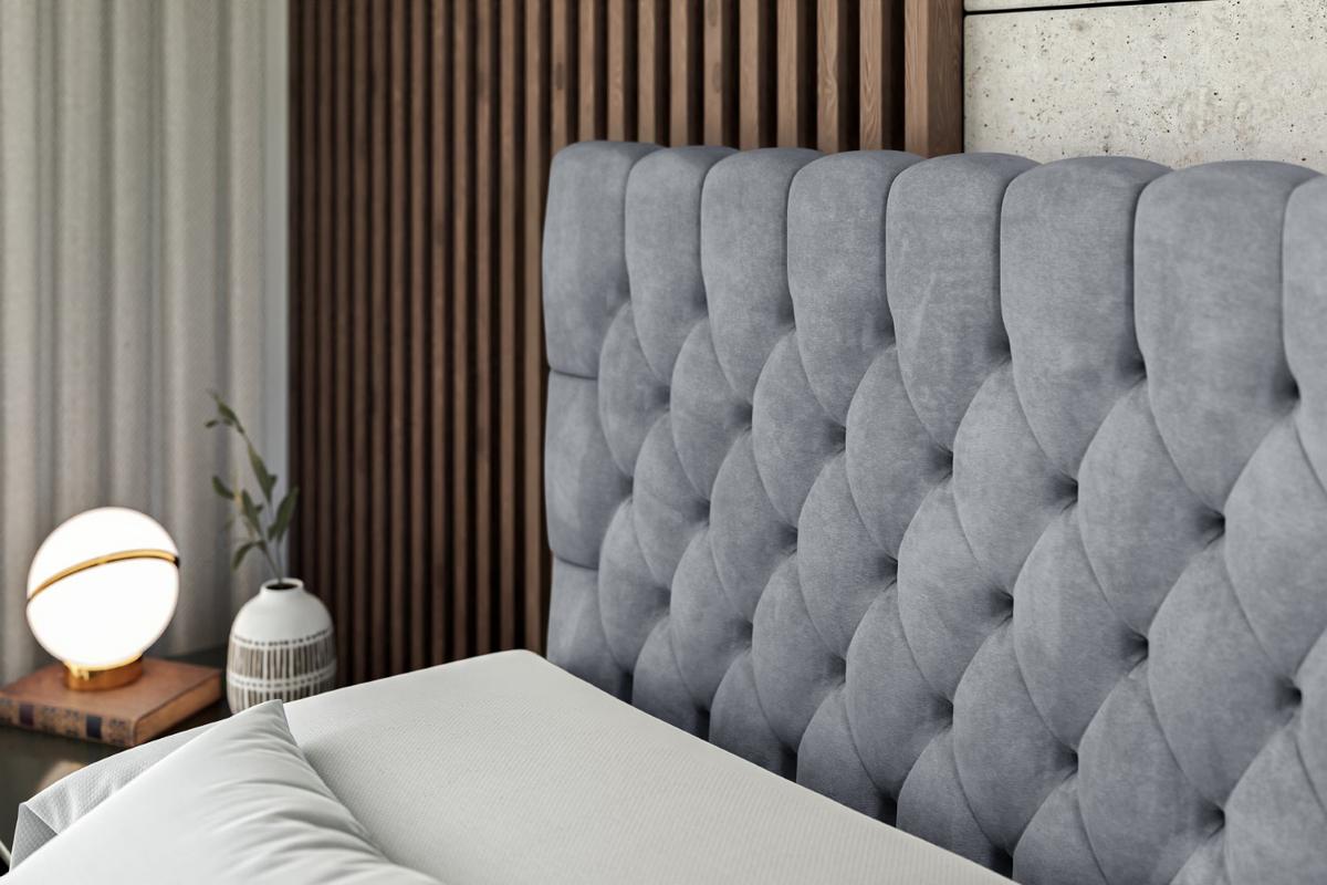 BOXBETT mit Matratze H4 und Lattenrost - SERENE - 140x200 - H4 - Hellgrau - Grau, Holzwerkstoff (140/200cm) - ALTDECOR