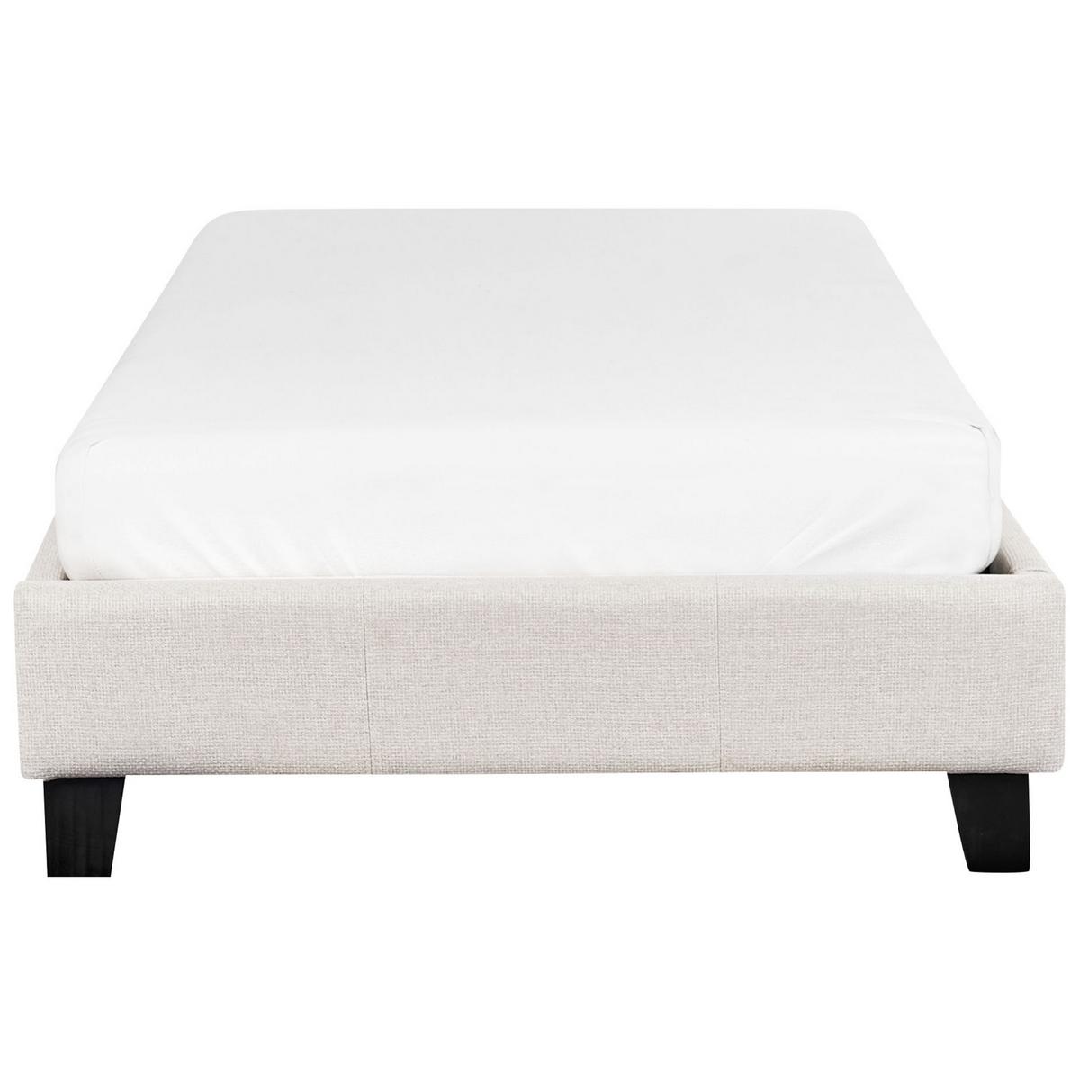 POLSTERBETT Beige-Dunkler Holzfarbton 90-200 cm Roanne - Beige/Dunkelbraun, Textil (90/200cm) - Beliani