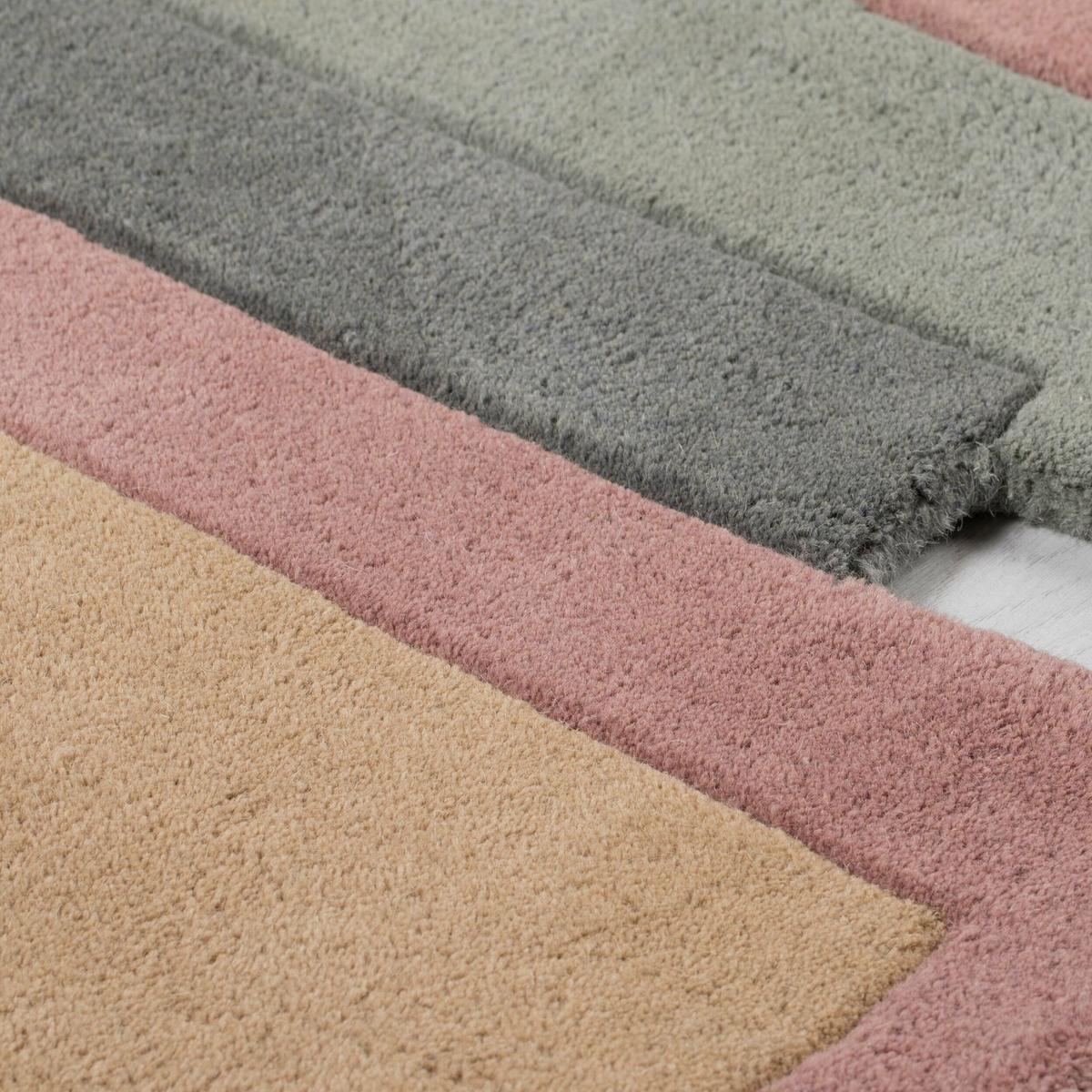 WOLLTEPPICH HALLEIN, geometrisch, Grau-Rosa, 60 x 230 cm - Rosa/Grau, Textil (60/230cm) - KADIMA DESIGN