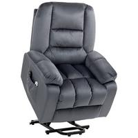FERNSEHSESSEL mit Aufstehhilfe Elektrisch, Relaxsessel mit Liege-, Heizfunktion - Schwarz/Grau, Textil/Metall (94/107/85cm) - HOMCOM