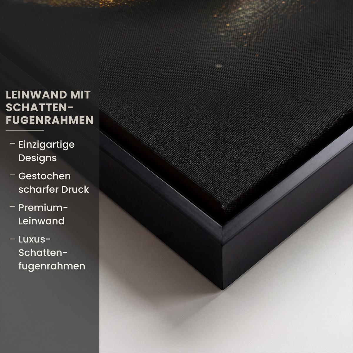 LEINWAND Bilder mit Rahmen - Frau - Porträt - Lippen - Gold - Schwarz - 30x40 - Schwarz, Textil (30/40cm) - MuchoWow