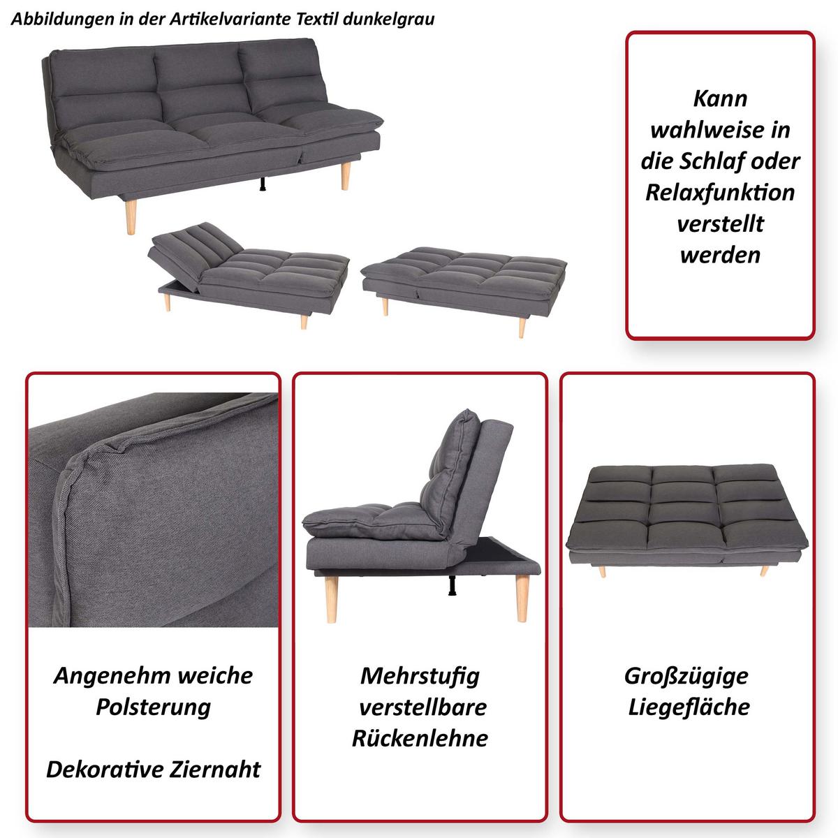 SCHLAFSOFA Bordeaux - Bordeaux, Textil (180/90/110cm) - MCW