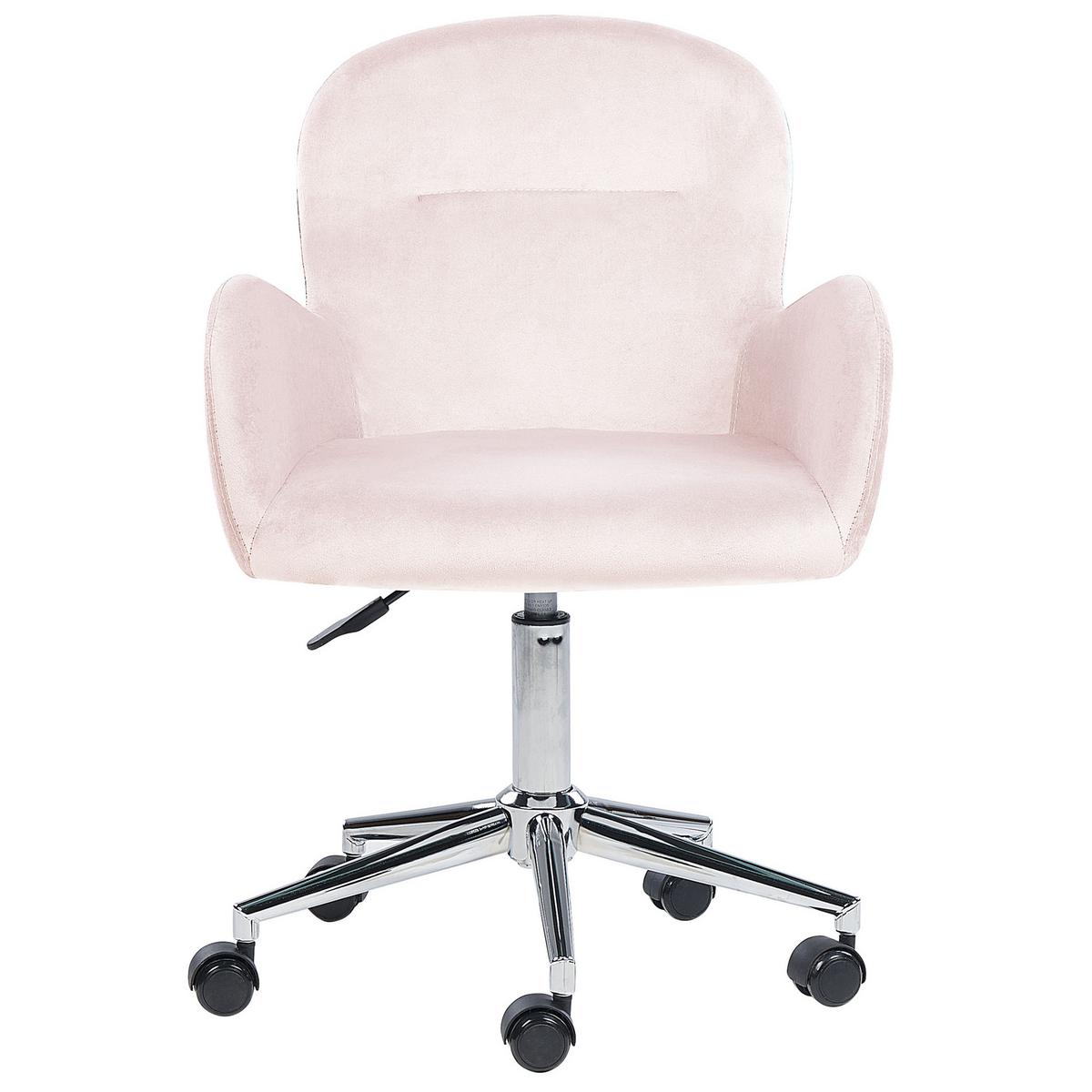 BÜROSTUHL Samtstoff Rosa Priddy - Pink, Textil/Metall (60/79/60cm) - Beliani