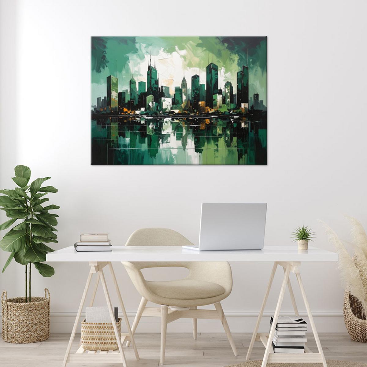 LEINWANDBILD Städte & Architektur 100x70cm - Grün, Textil (100/70cm) - Feeby