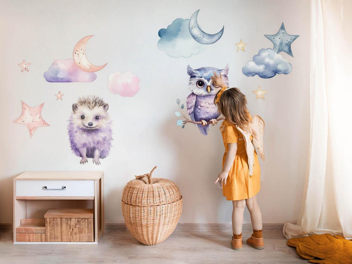 WANDAUFKLEBER 130x172cm - Magische Naturtiere - Multicolor, Kunststoff (130/172/0.1cm) - Wallfluent