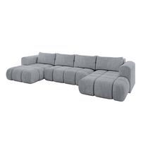WOHNLANDSCHAFT CLOUD-U 405x185x90 Hellgrau Velours - Hellgrau, Holzwerkstoff/Kunststoff (405/90/185cm) - ALTDECOR
