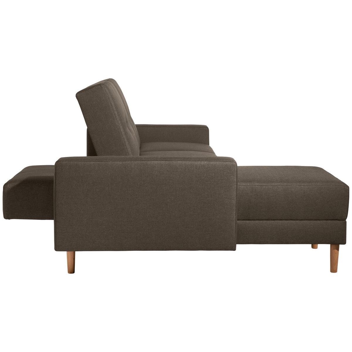 FUNKTIONSSOFA mit Hocker Kattie Flachgewebe braun - Braun, Kunststoff (144/230cm) - 58aufmkessel