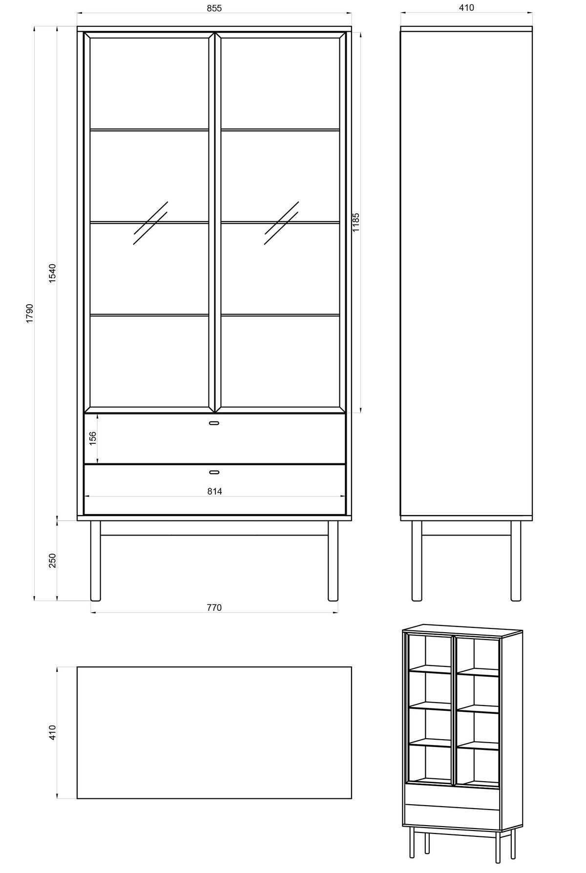 VITRINE Olar II Holzoptik Hickory Natur 85 cm - Beige/Goldfarben, Holzwerkstoff/Metall (85/179/41cm) - Selsey