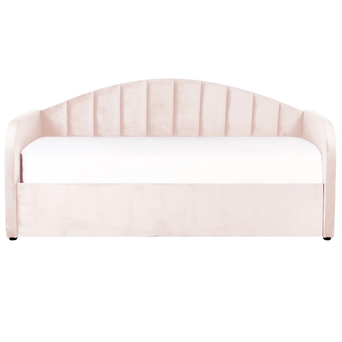 TAGESBETT 90/200cm Pastellrosa Eyburie - Pink, Textil (90/200cm) - Beliani