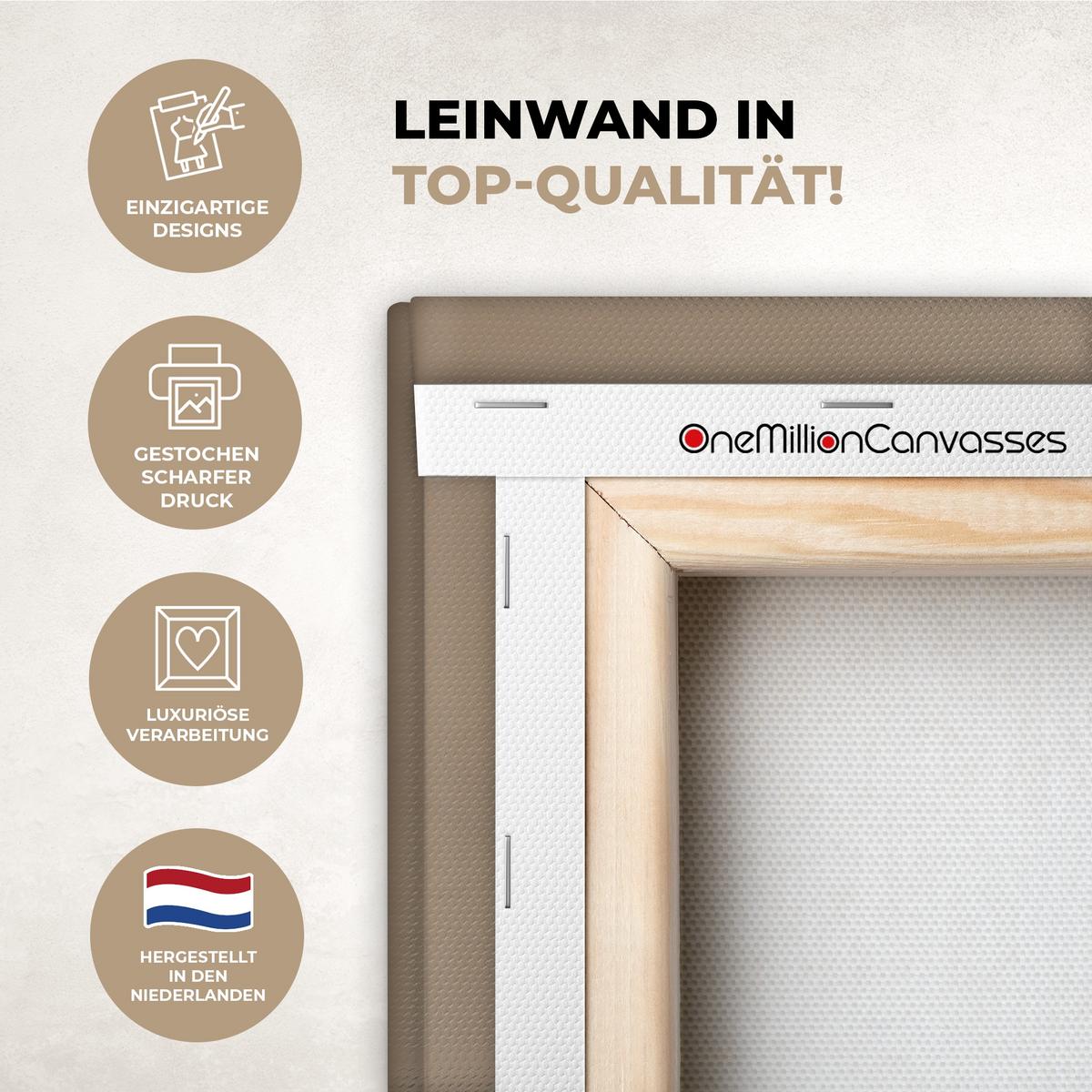 LEINWANDBILD Vogel - Beige - Japanisch Groß 140x90 cm - Taupe, Textil (140/90cm) - MuchoWow