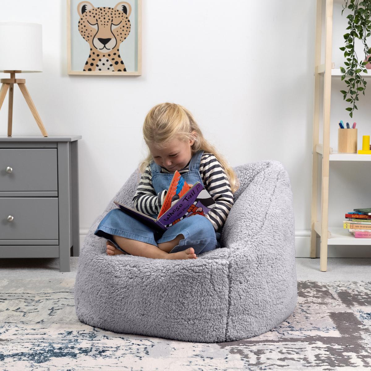 SITZSACK Flauschig für Kinder 2er-Set - Grau, Kunststoff/Textil (55/44/55cm) - icon