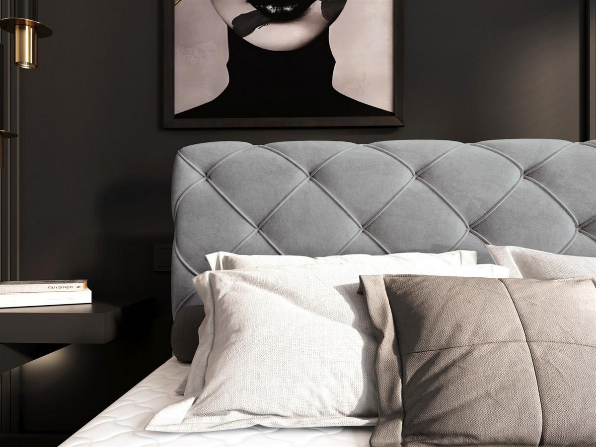 BOXBETT Gisel - Hellgrau, Holzwerkstoff/Textil (180/200cm) - Fun Möbel