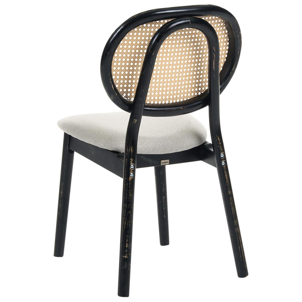 STUHL 2er-Set Holz Schwarz/Beige Gaviota - Schwarz, Holz (49/88/55cm) - Beliani