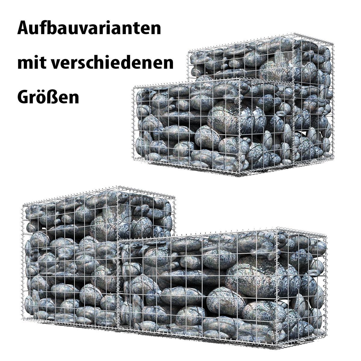 GABIONEN Steinkorb aus Stahl, 100/50/50 cm, Feuerverzinkt - Grau, Metall (50/50cm) - Niederberg Metall