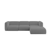 ECKSOFA Ottomane Rechts MIRA-L2 318x179x89 Grau Bouclé - Platinfarben/Schwarz, Holzwerkstoff/Kunststoff (318/179cm) - ALTDECOR