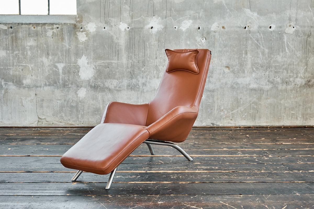 RELAXLIEGE CAVAL Braun Leder - Silberfarben/Braun, Leder/Metall (79/95/157cm) - KAWOLA