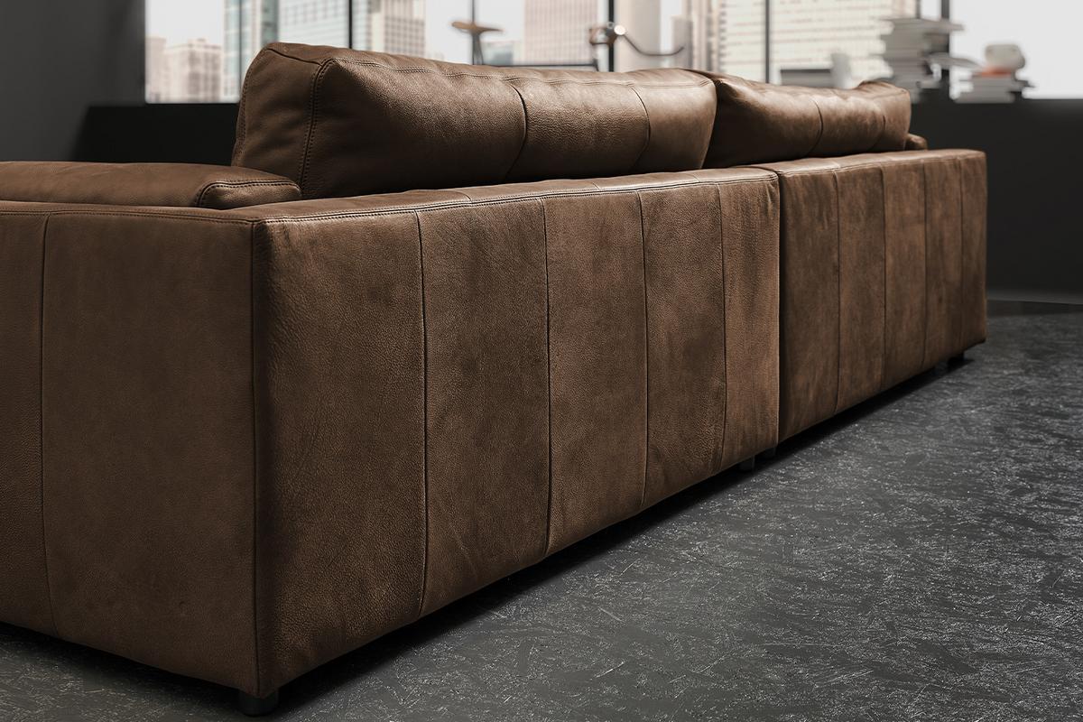 BIG SOFA RAINA Braun Leder - Schwarz/Braun, Leder/Kunststoff (294/85/150cm) - KAWOLA