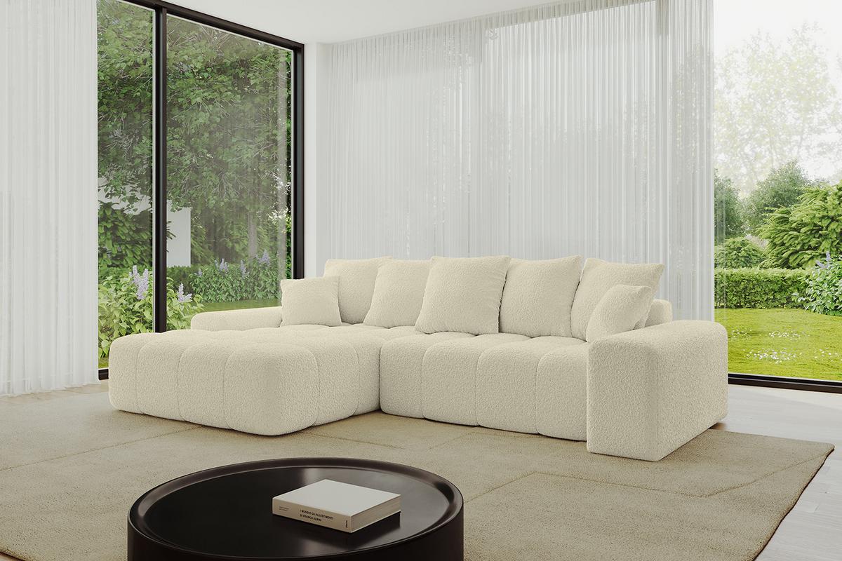 ECKSOFA Ottomane Links ENSI-L - 267x164x69 cm Creme - Hellbraun/Creme, Holzwerkstoff/Kunststoff (267/164cm) - ALTDECOR