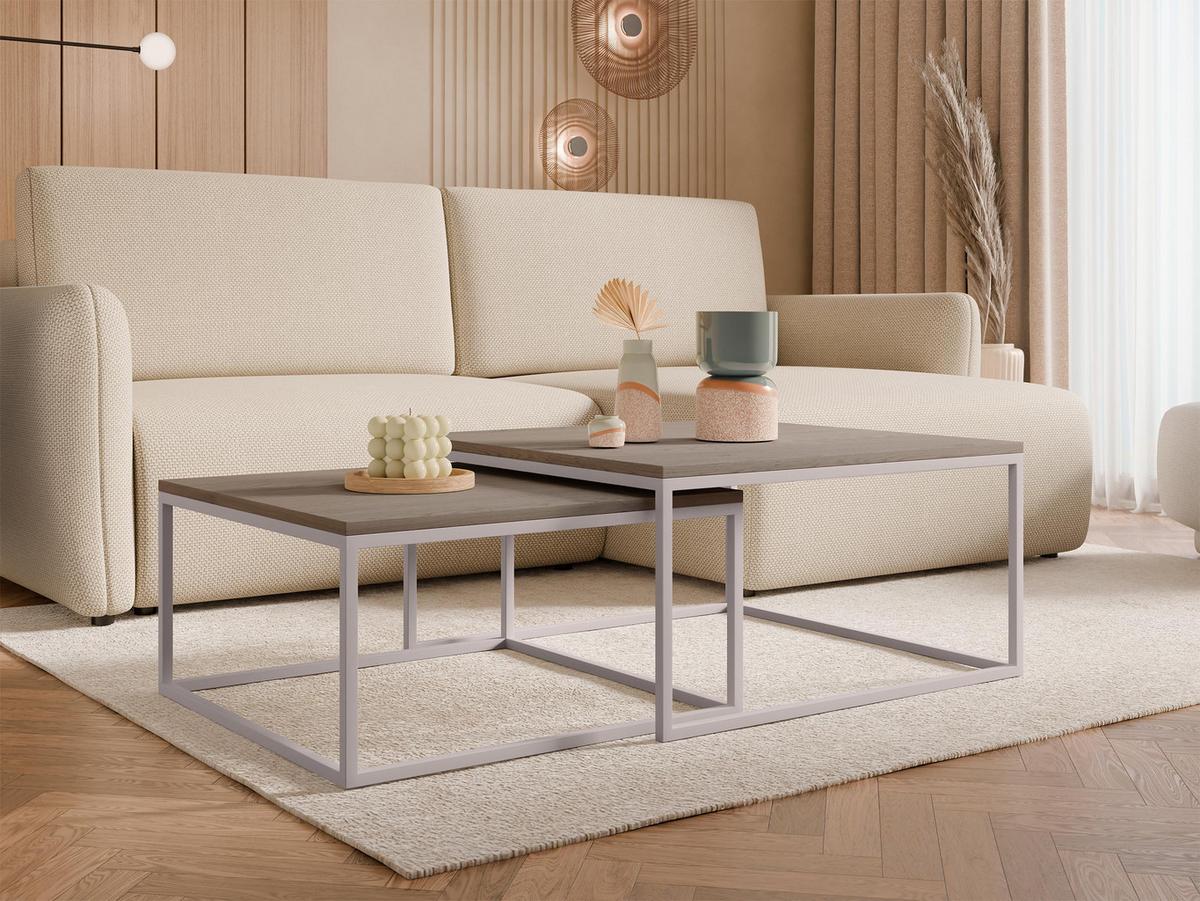 COUCHTISCH-SET Dual Cashmere - Kaschmir/Hellbraun, Holzwerkstoff/Metall (76/76/39cm) - MIRJAN24