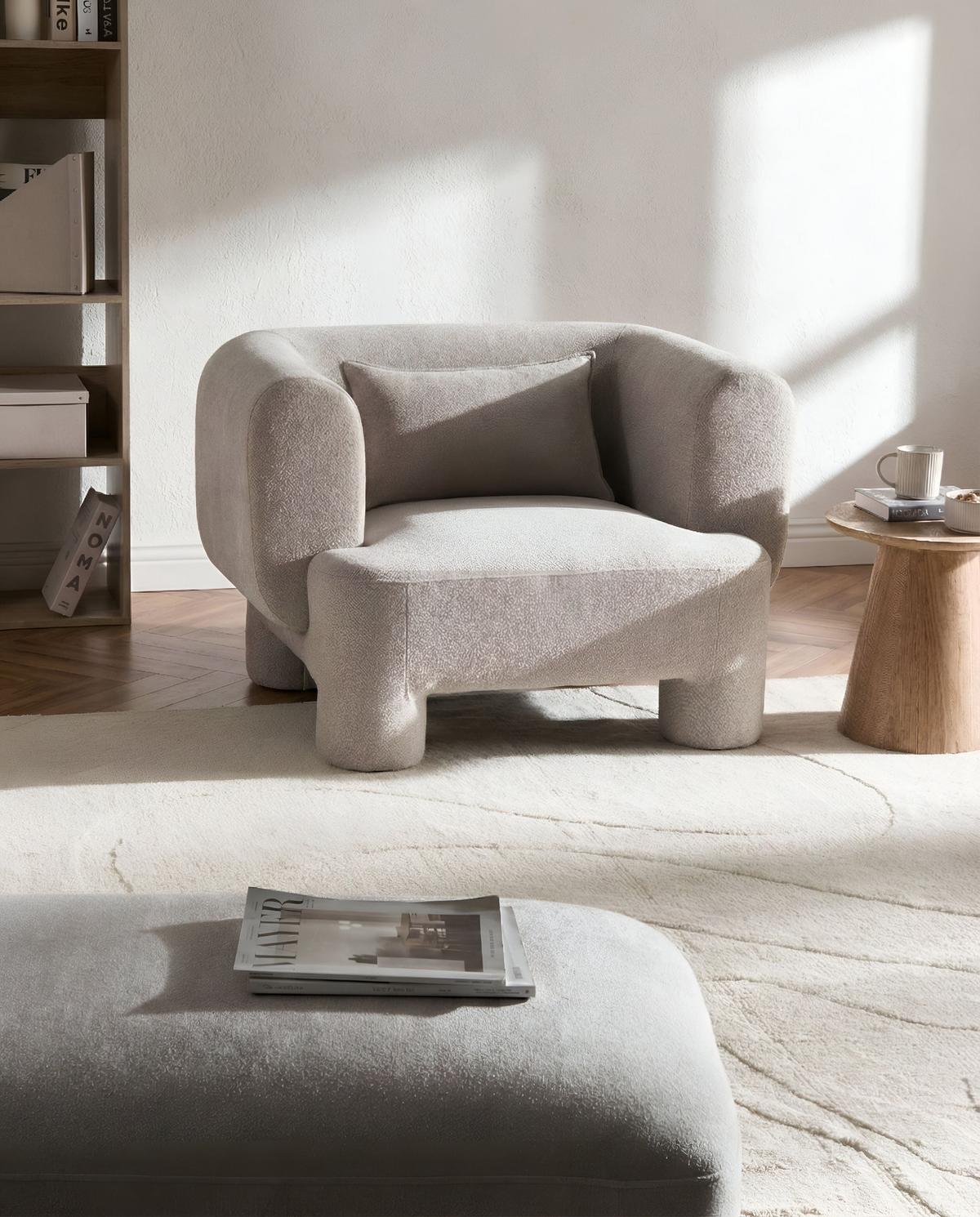 SESSEL Stoff Beige Hogbo - Beige, Textil (110/73/93cm) - Beliani