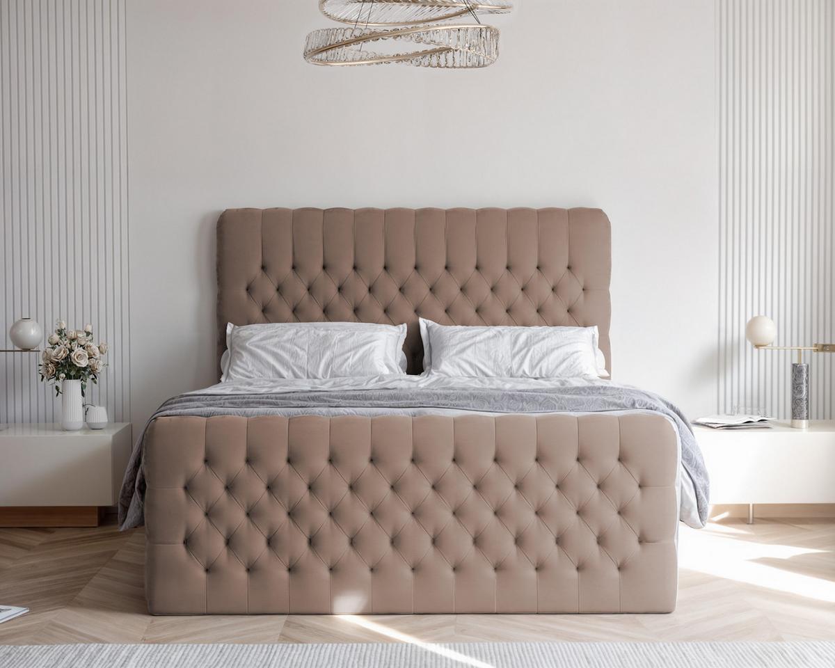 BOXBETT 140x200 cm mit Topper - Braun, Holzwerkstoff/Textil (140/200cm) - Idohome