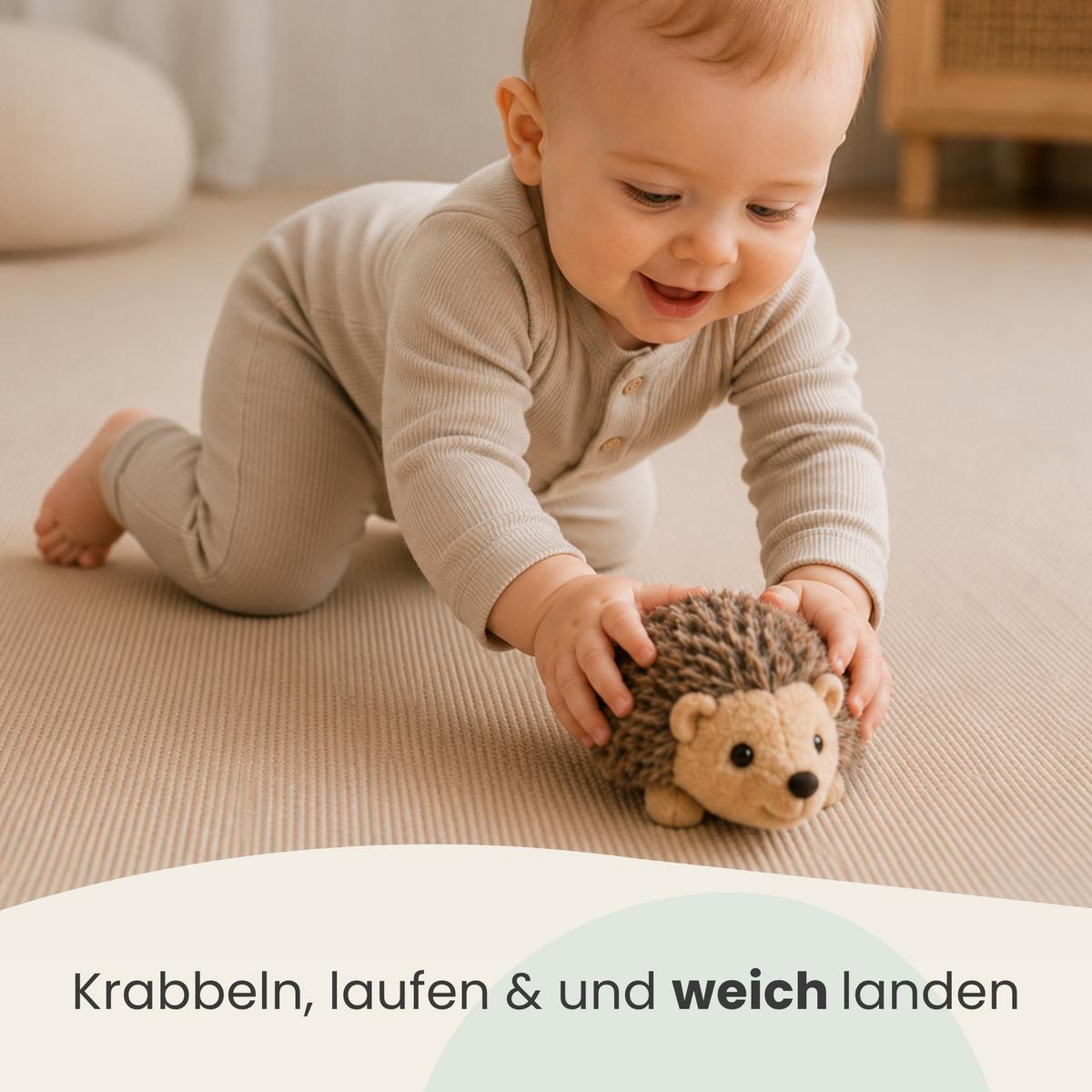 SPIELMATTE ab Null - 90/90/1 cm Puzzlematte Beige - Beige, Kunststoff (30/30cm) - Littletom