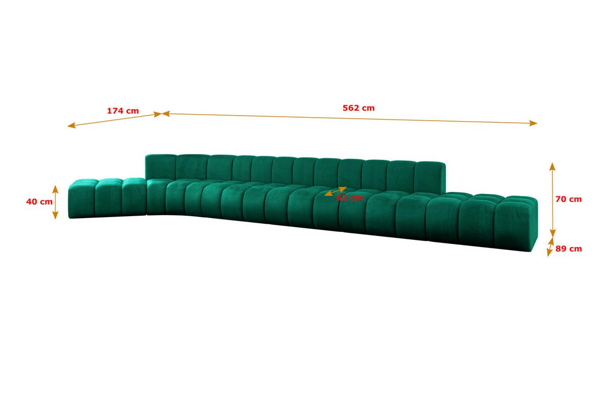 ECKSOFA modulares Sofa Solven-L3 - 562x174x70 cm Grün - Dunkelgrün, Holzwerkstoff/Textil (562/174cm) - ALTDECOR