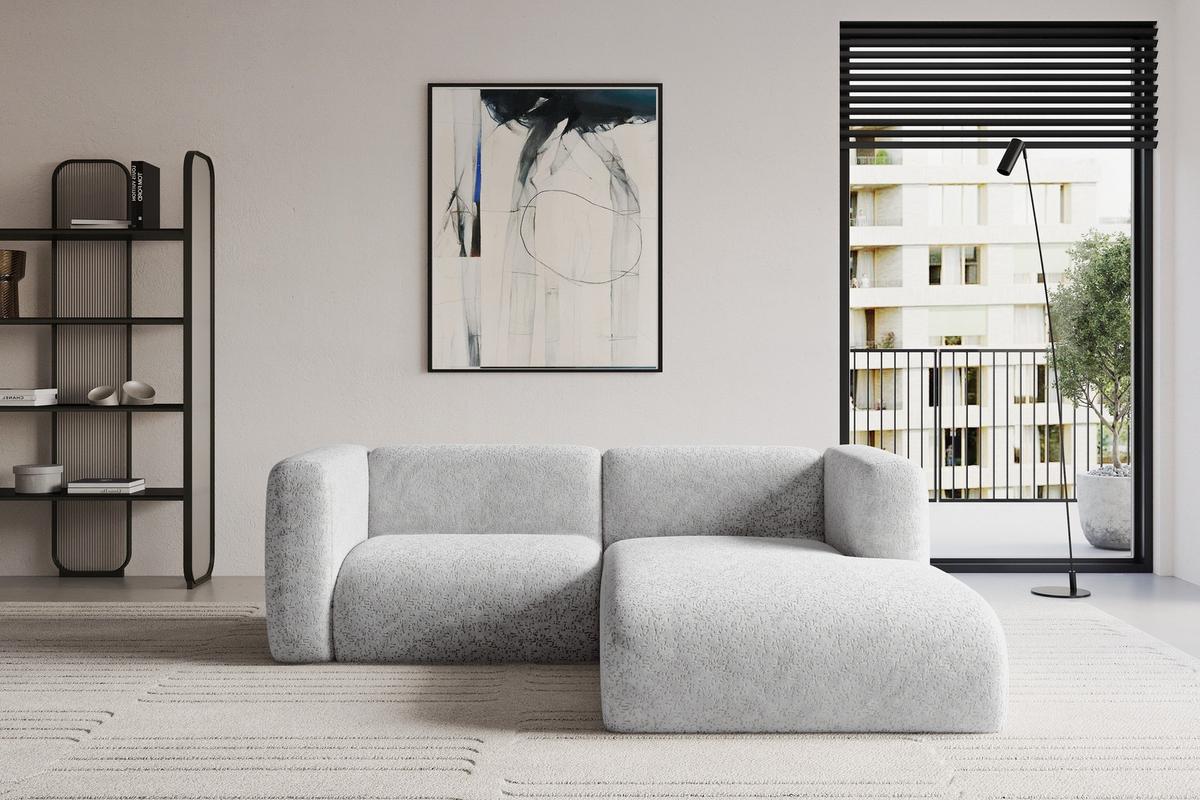 ECKSOFA Ottomane Rechts MIRA-L1 227x179x89 Grau Velours - Schwarz/Grau, Holzwerkstoff/Kunststoff (227/179cm) - ALTDECOR