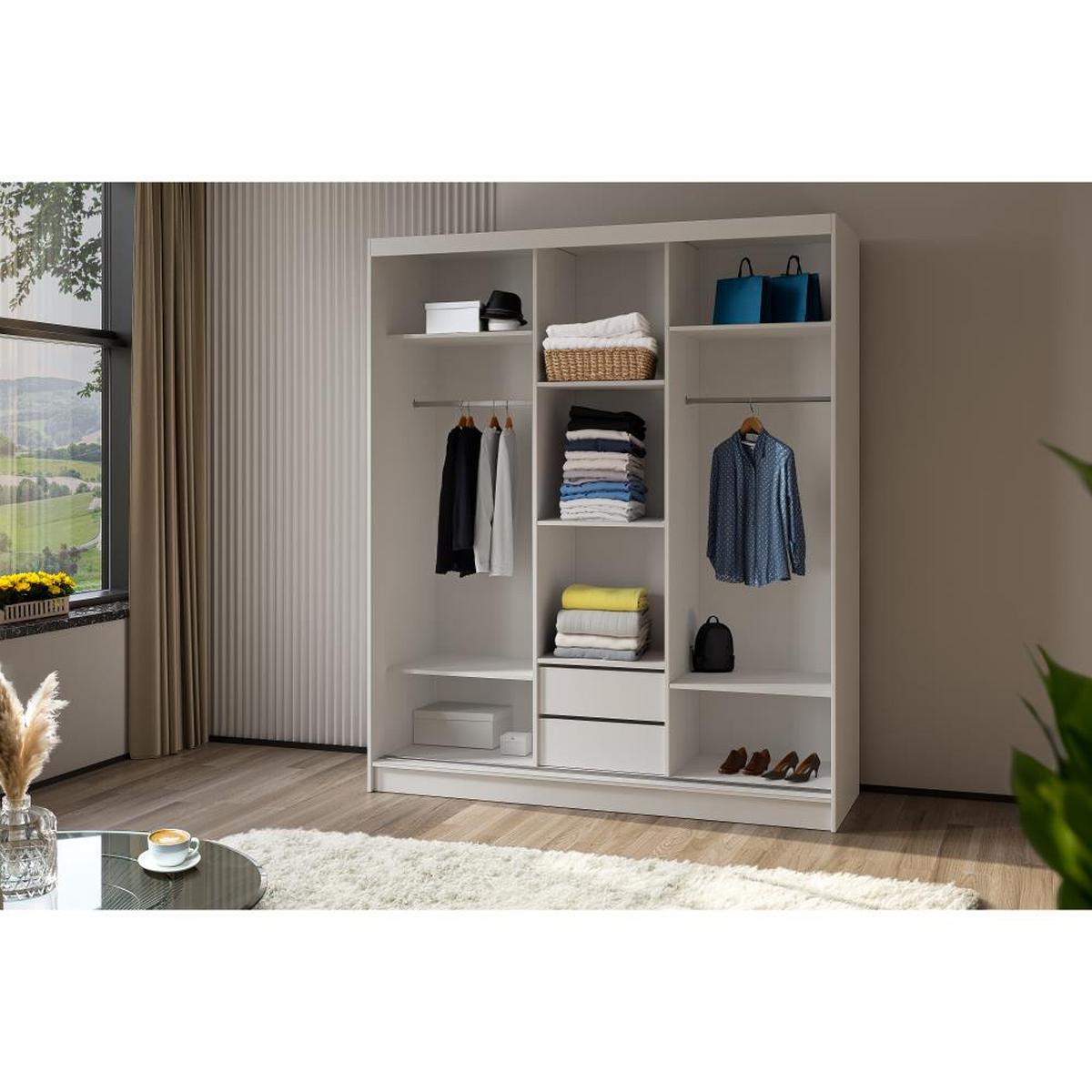 SCHWEBETÜRENSCHRANK Mario 240/216/61 weiß - Weiß, Holzwerkstoff (240/216/61cm) - Beautysofa