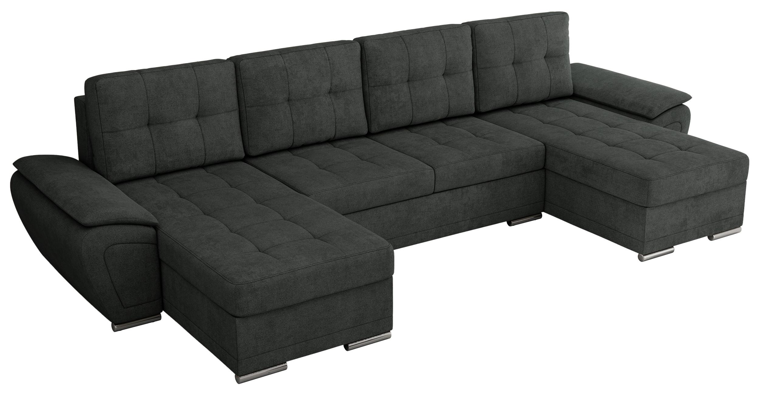 WOHNLANDSCHAFT UMBRIA U Dunkelgrau Stukture - Dunkelgrau/Grau, Textil/Metall (336/85/157cm) - MKS