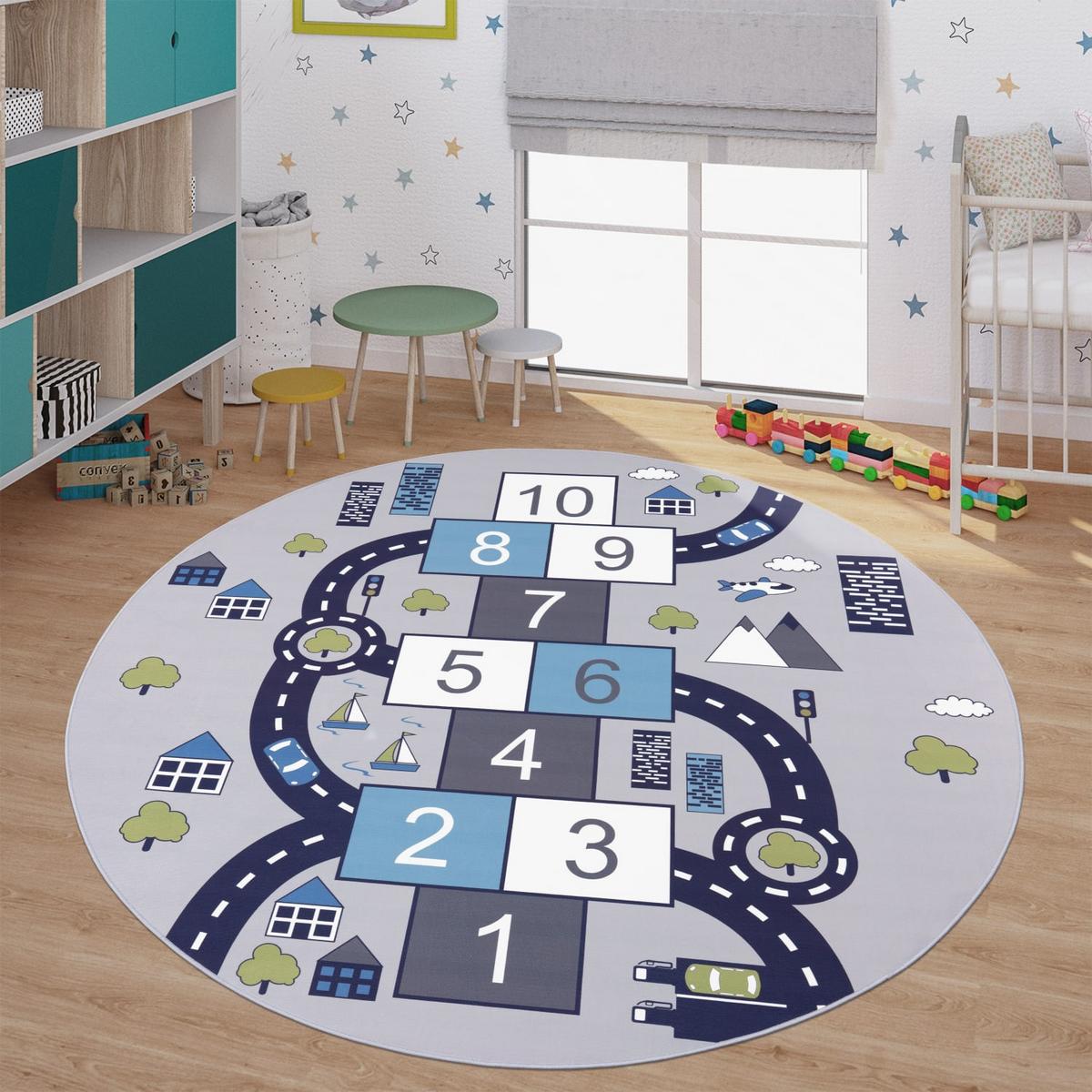 KINDERTEPPICH Grau Ø 160 cm - Grau, Kunststoff (160/160cm) - TT Home