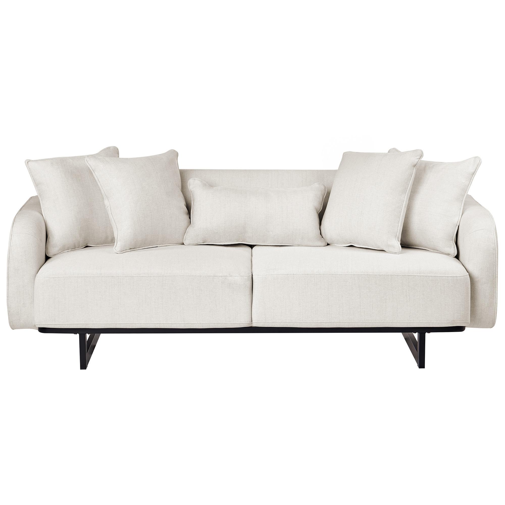3-SITZER-SOFA Stoff Cremeweiß Svanek - Creme, Textil (196/77/85cm) - Beliani