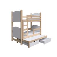 ETAGENBETT LEONE mit Bettkasten 80x180 cm Kieferfarben - Weiß/Kieferfarben, Holz (80/180cm) - MASSENO