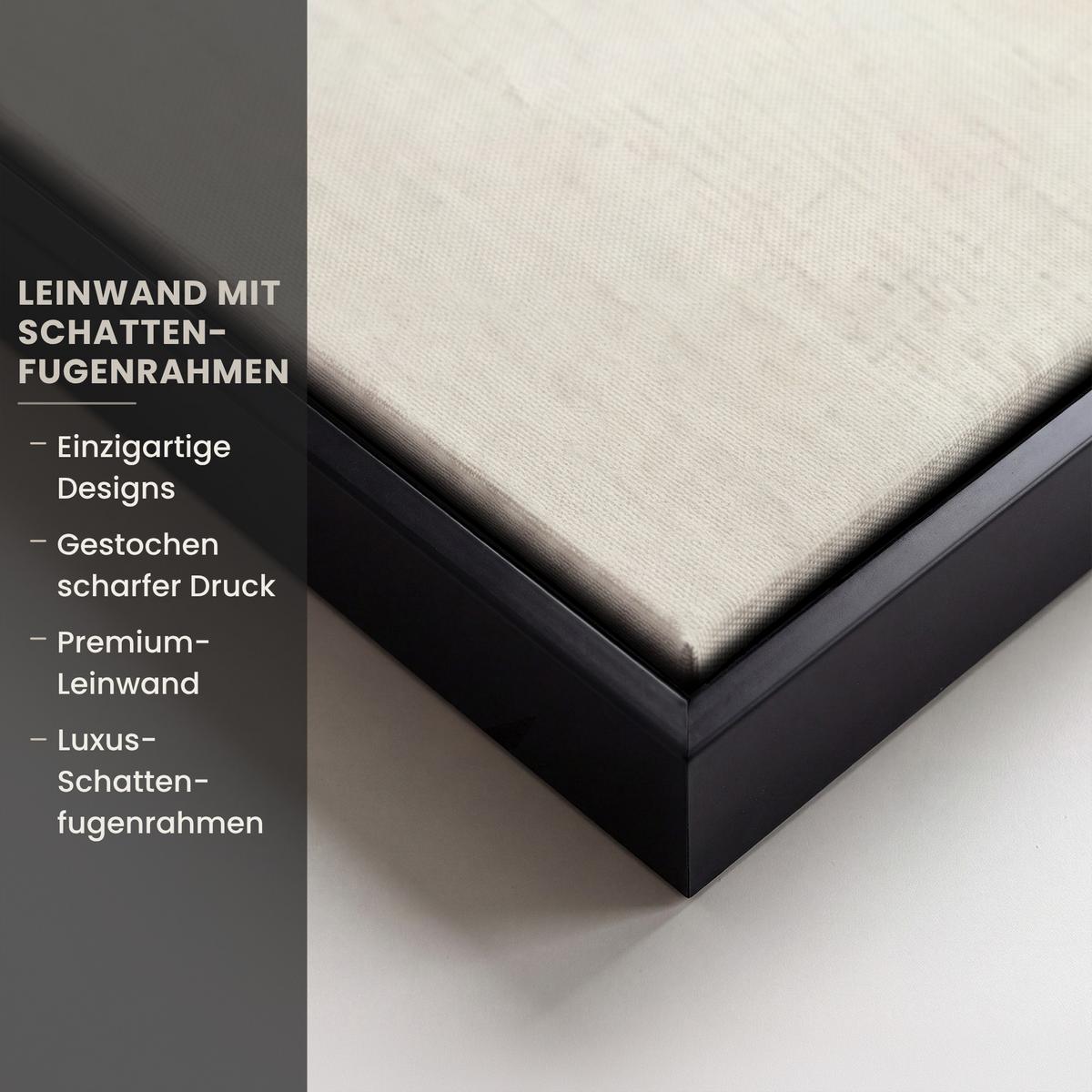 LEINWAND Bilder mit Rahmen - Abstrakt - Formen - Dunkelblau - 90x90 - Cognac, Textil (90/90cm) - MuchoWow