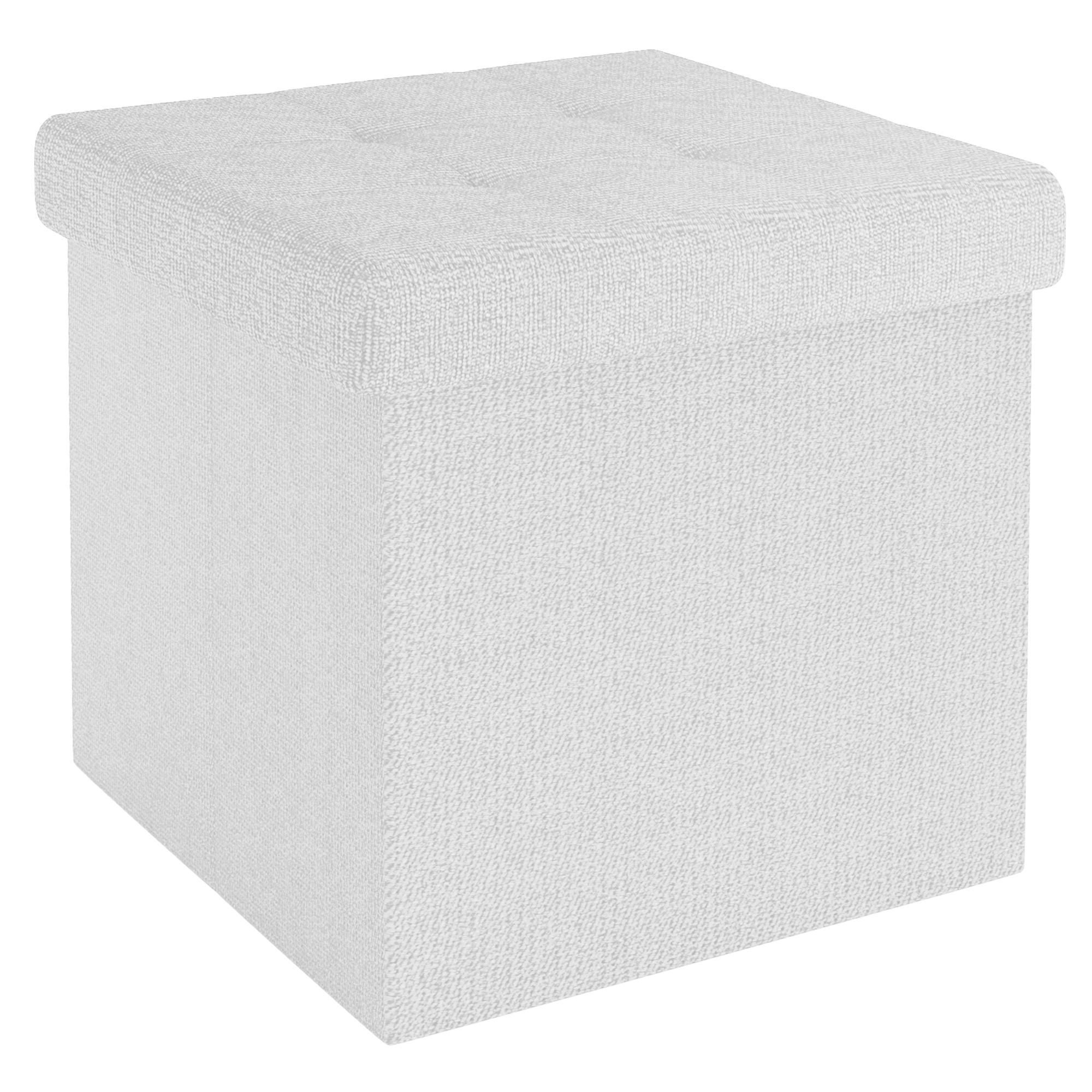 SITZHOCKER Faltbar mit Stauraum 38/38/38 cm (Weiß) - Weiß, Textil (38/38/38cm) - Intirilife