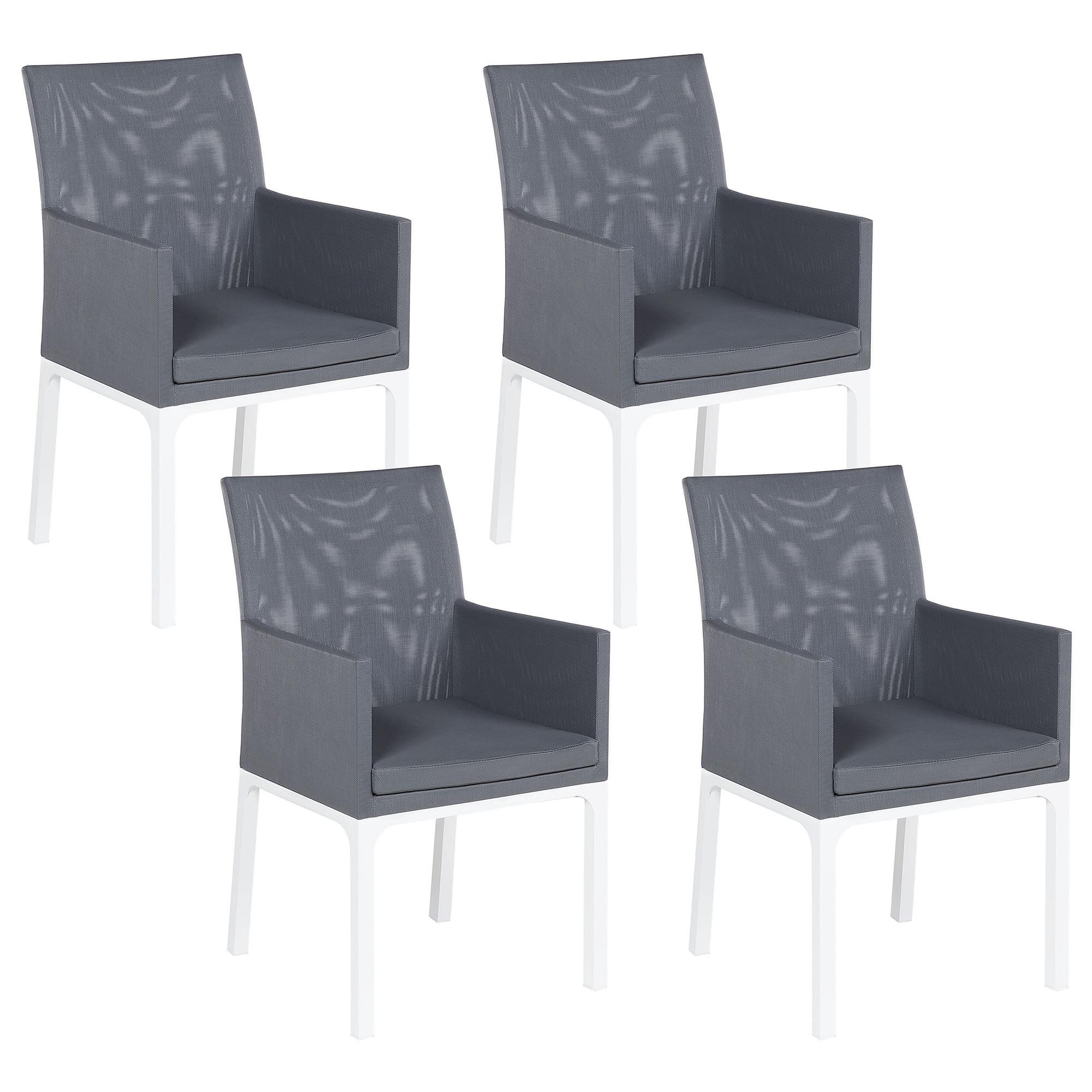 GARTENSTUHL 4er-Set Aluminium Grau Bacoli - Grau, Textil (52/91/62cm) - Beliani