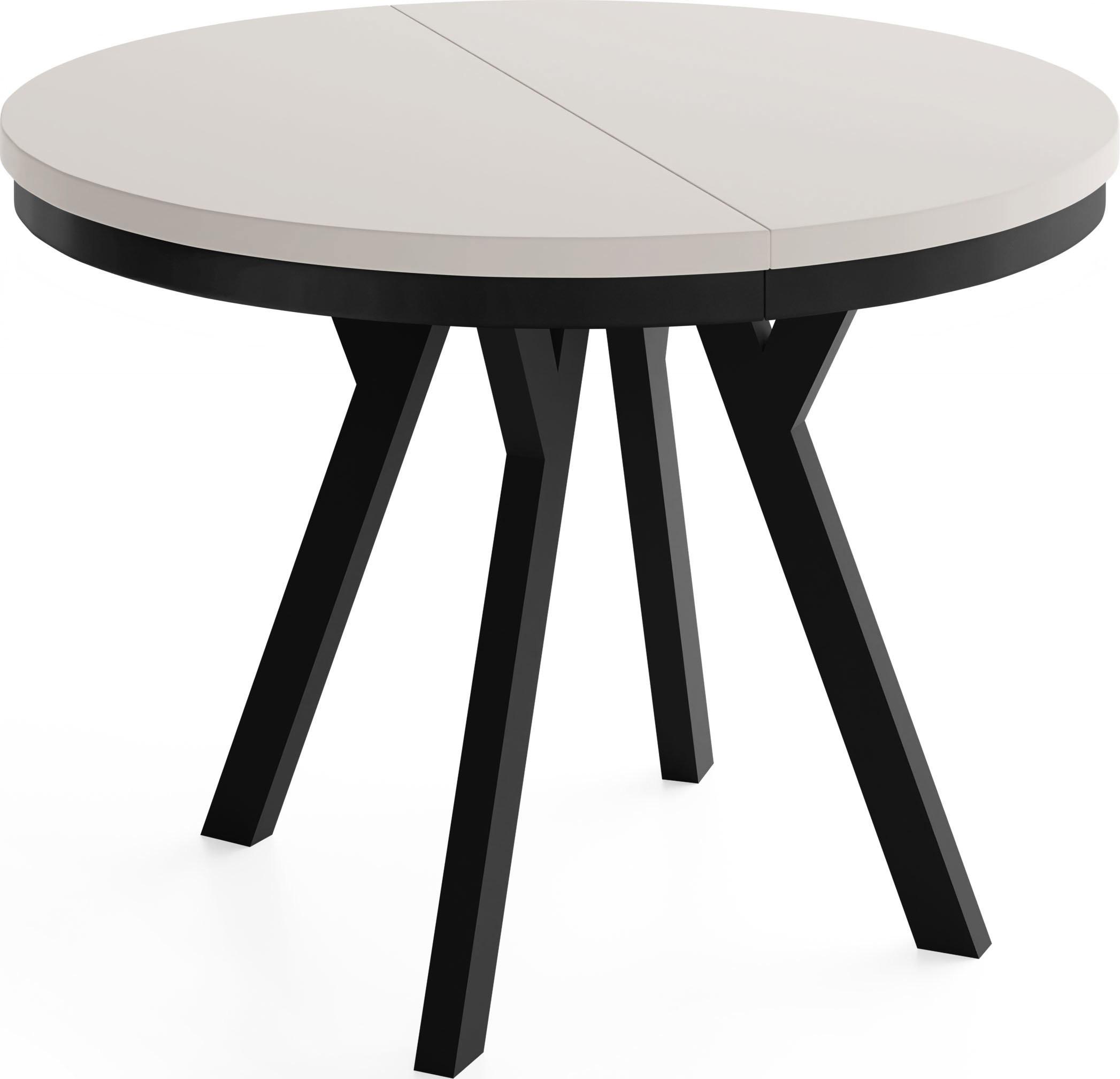 ESSTISCH Vero Neo rund ausziehbar verlängerbar, Kaschmir 100-200/100/77 cm - Kaschmir/Beige, Holz/Holzwerkstoff (100/200/77cm) - WFL GROUP