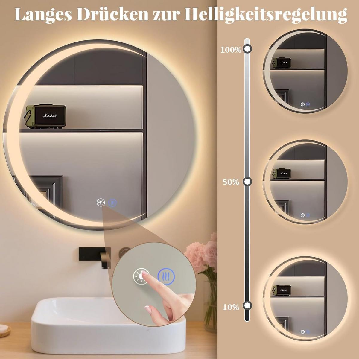 BADSPIEGEL Modern Linas 80/2.4/80 cm - Silberfarben, Glas/Metall (2.4/80/80cm) - ZMH