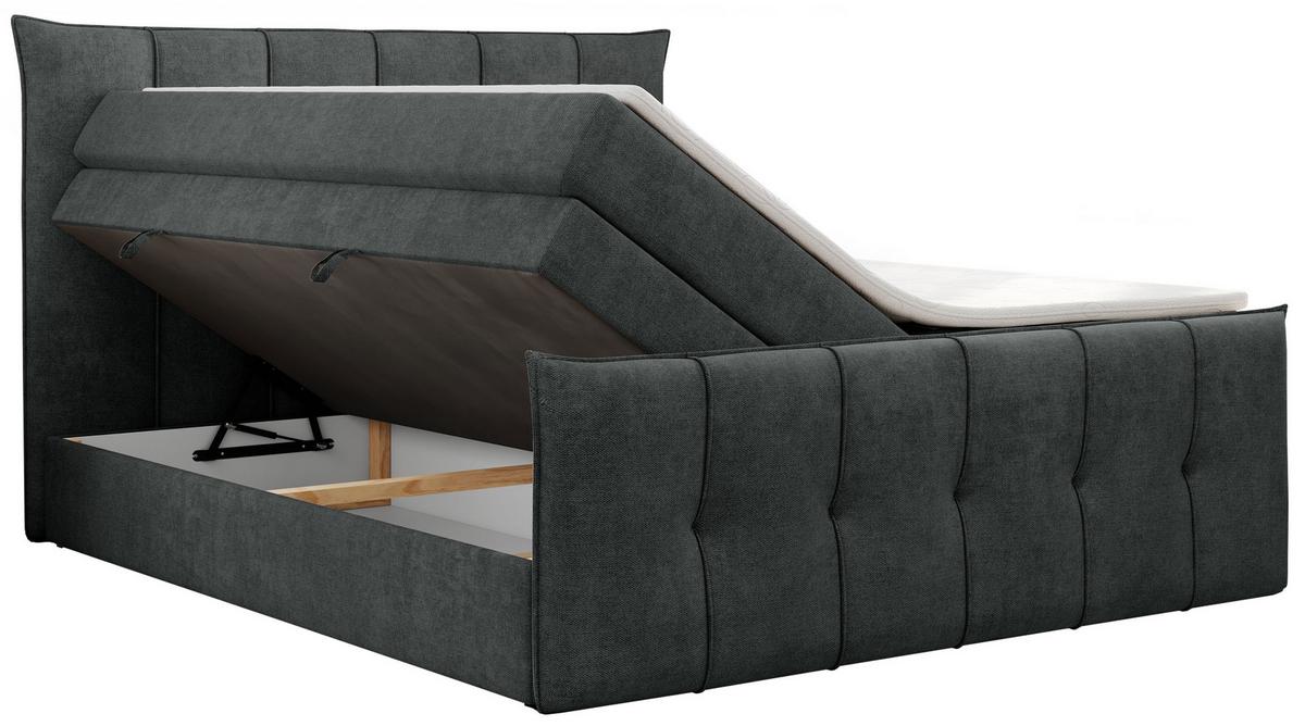 BOXSPRINGBETT PREMIUM 11 KING 120/200 Dunkelgrau Struktur - H4 - Dunkelgrau, Holz/Textil (120/200cm) - MKS