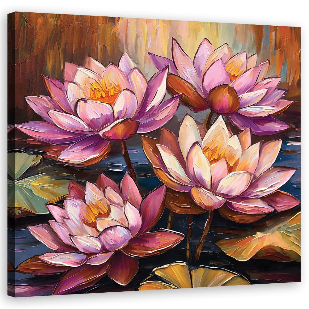 WANDBILD seerosen blumen natur - Pink, Textil (40/40cm) - Feeby