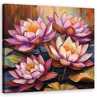 WANDBILD seerosen blumen natur - Pink, Textil (40/40cm) - Feeby