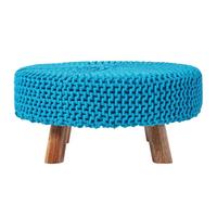 STRICK-HOCKER türkis, rund 62/62/30 cm - Türkis, Textil (62/30/62cm) - Homescapes