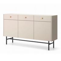 KOMMODE Dalia mit 3 Türen und 3 Schubladen, 104 cm, Kaschmir - Kaschmir/Schwarz, Holzwerkstoff/Metall (155/84/39cm) - Beautysofa