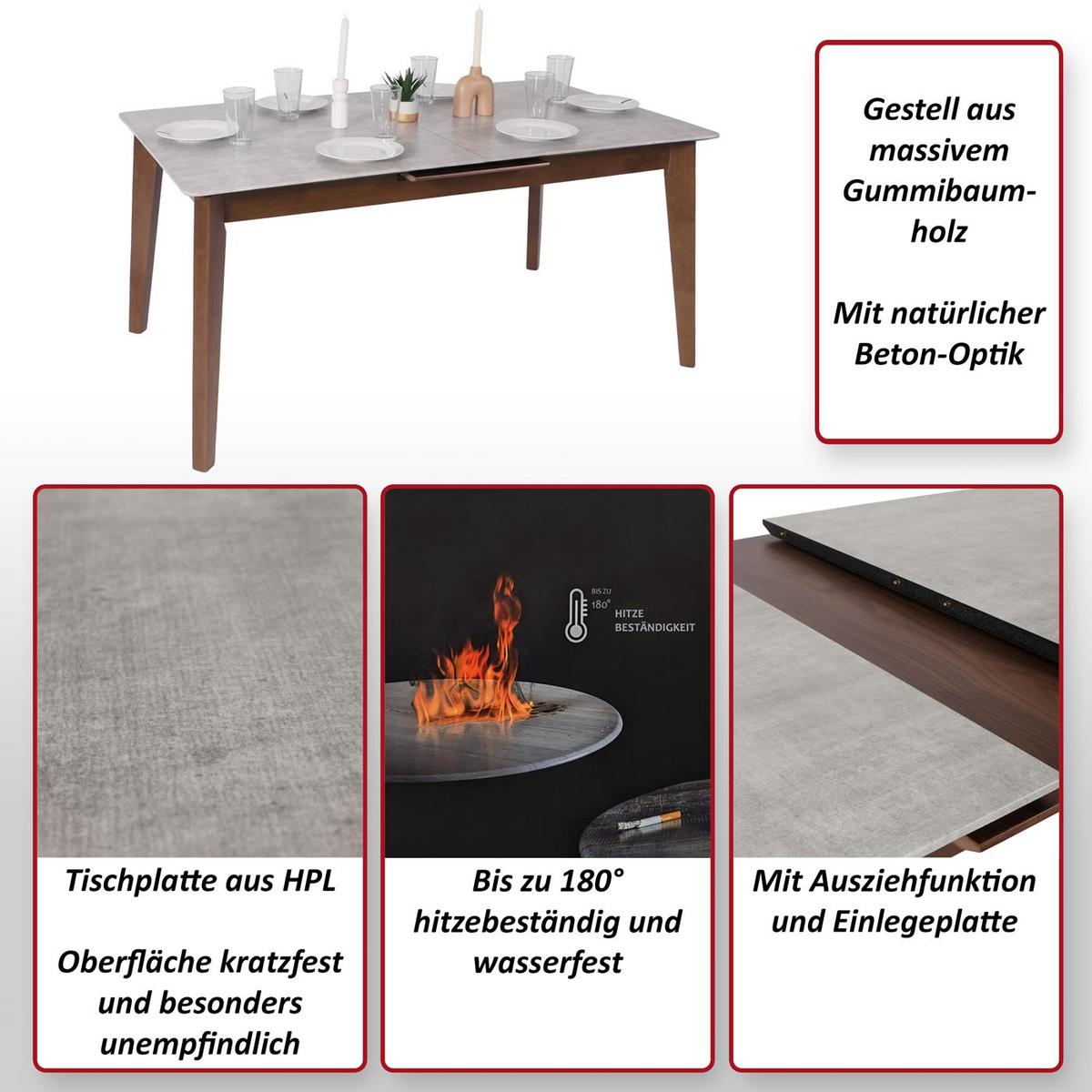 ESSZIMMERTISCH rechteck Grau - Grau, Holz (90/200/77cm) - MCW