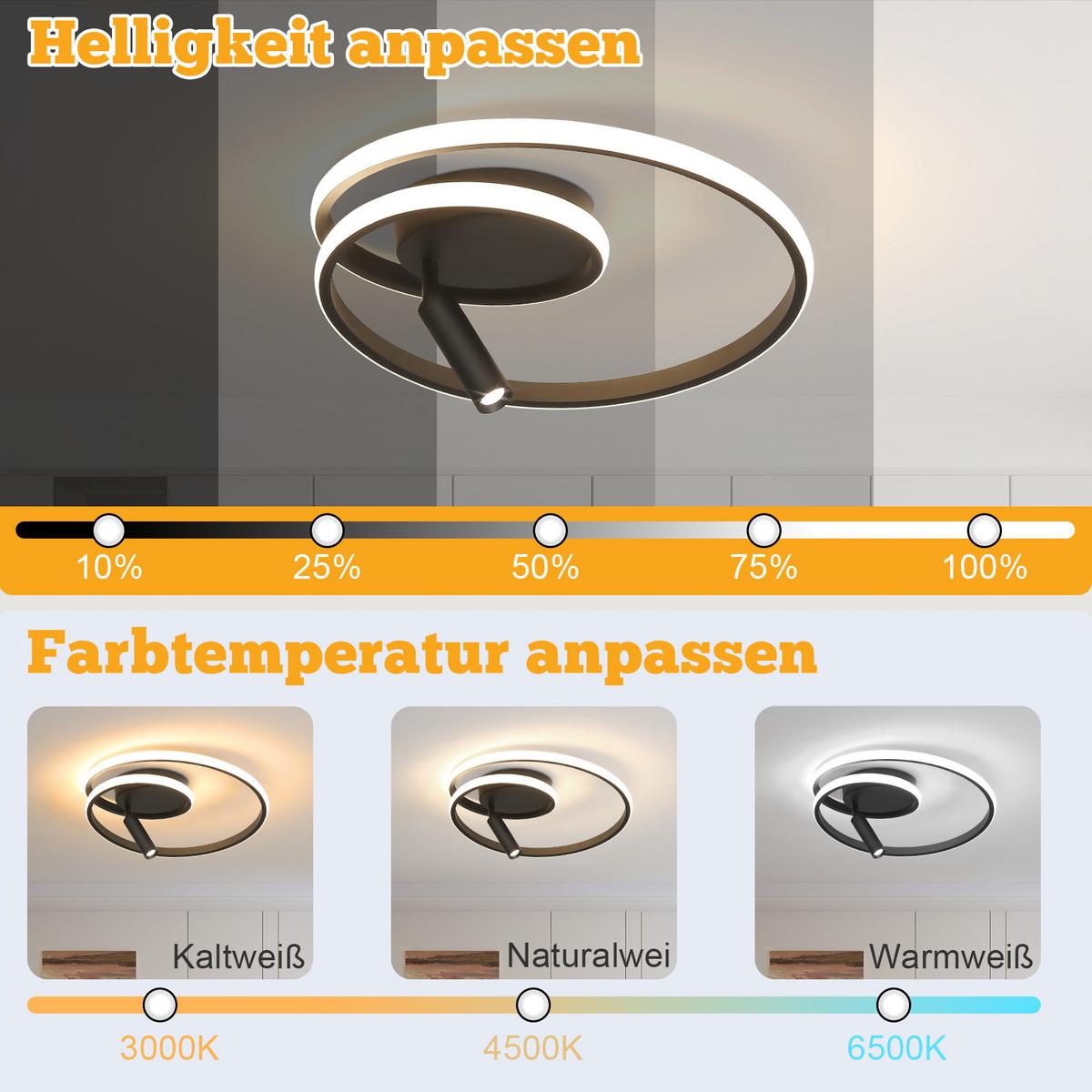 LED-DECKENLEUCHTE Drexel 40/40/12.5 cm - Schwarz, Metall (40/40/12.5cm) - ZMH