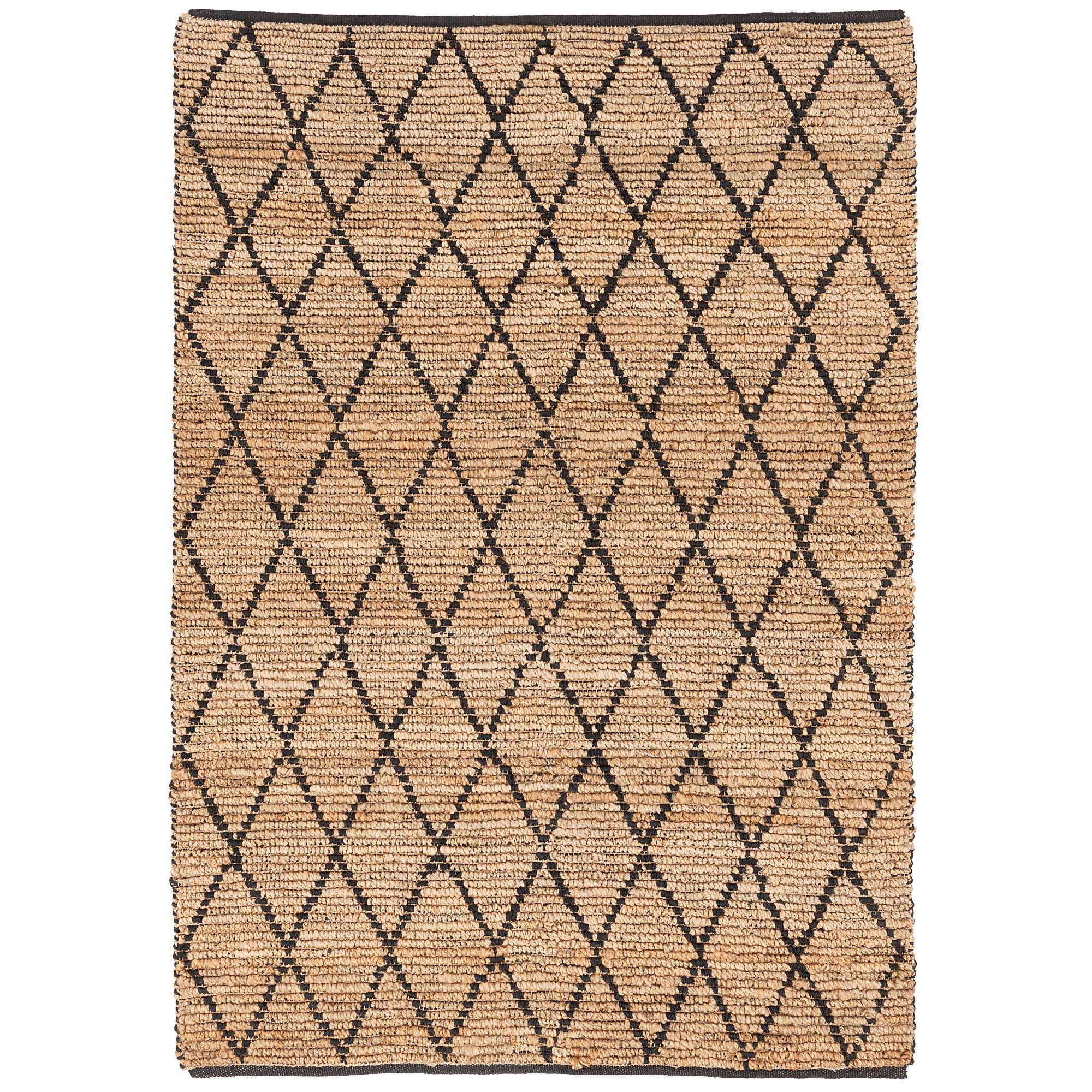 NATURFASER TEPPICH JUTE SALSA RAUTEN - Beige/Schwarz, Textil (120/170cm) - Pergamon
