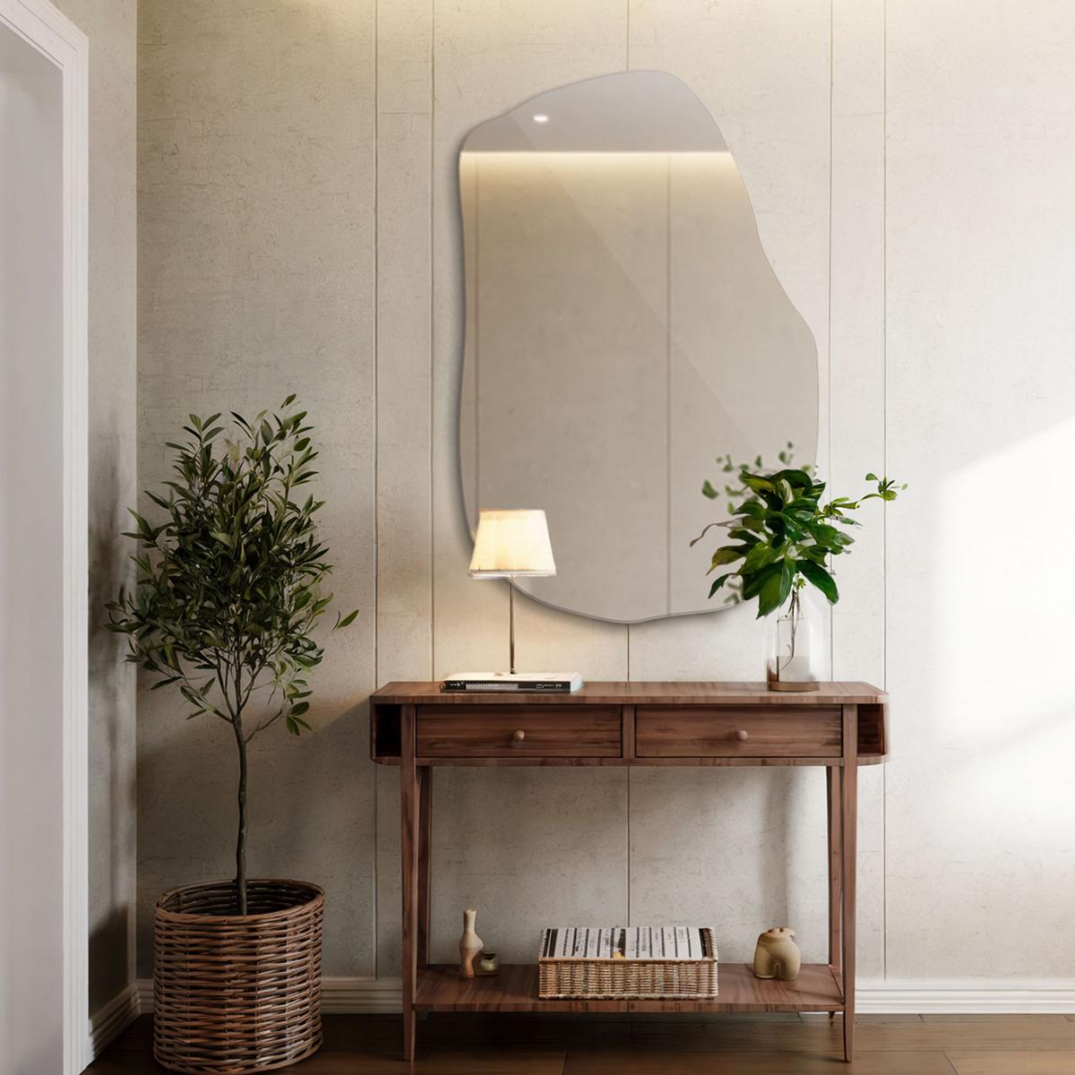 SPIEGEL Asymmetrisch 100x65 cm - Transparent, Glas (65/100/0.4cm) - Wallfluent