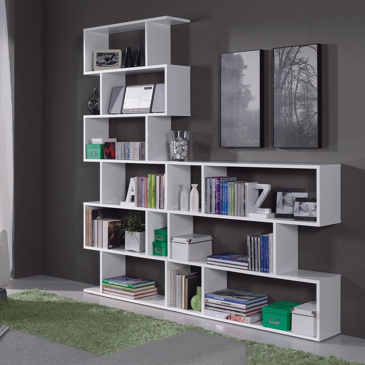 BÜCHERREGAL mit 6 Ebenen H192 cm - Athena - Weiß, Holzwerkstoff (24/192/8cm) - Calicosy