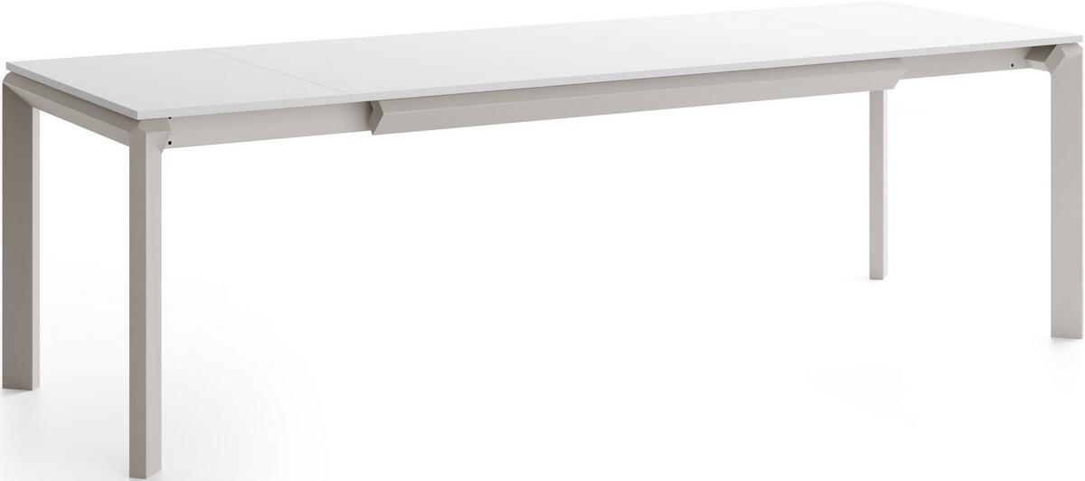 ESSTISCH Elan rechteckig ausziehbar verlängerbar mit Schwarzen Metallbeinen, Weiß 160-250/90/76 cm - Kaschmir/Weiß, Holzwerkstoff/Metall (90/250/76cm) - WFL GROUP