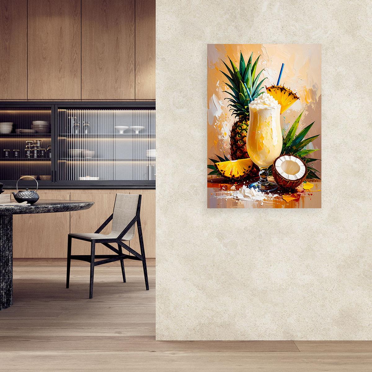 LEINWANDBILD Pina Colada Tropisch 70x100cm - Beige, Textil (70/100cm) - Feeby